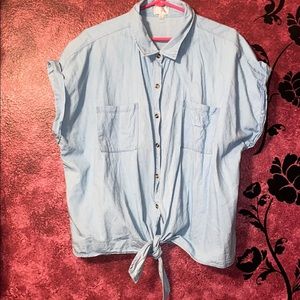 DIZZY GAL 3X Denim front tie top